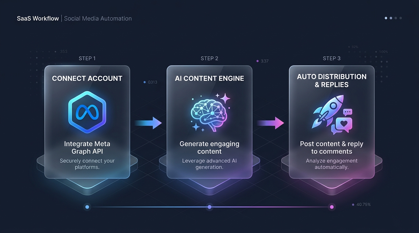 AgentDevi 3-Step Social Media Automation Workflow