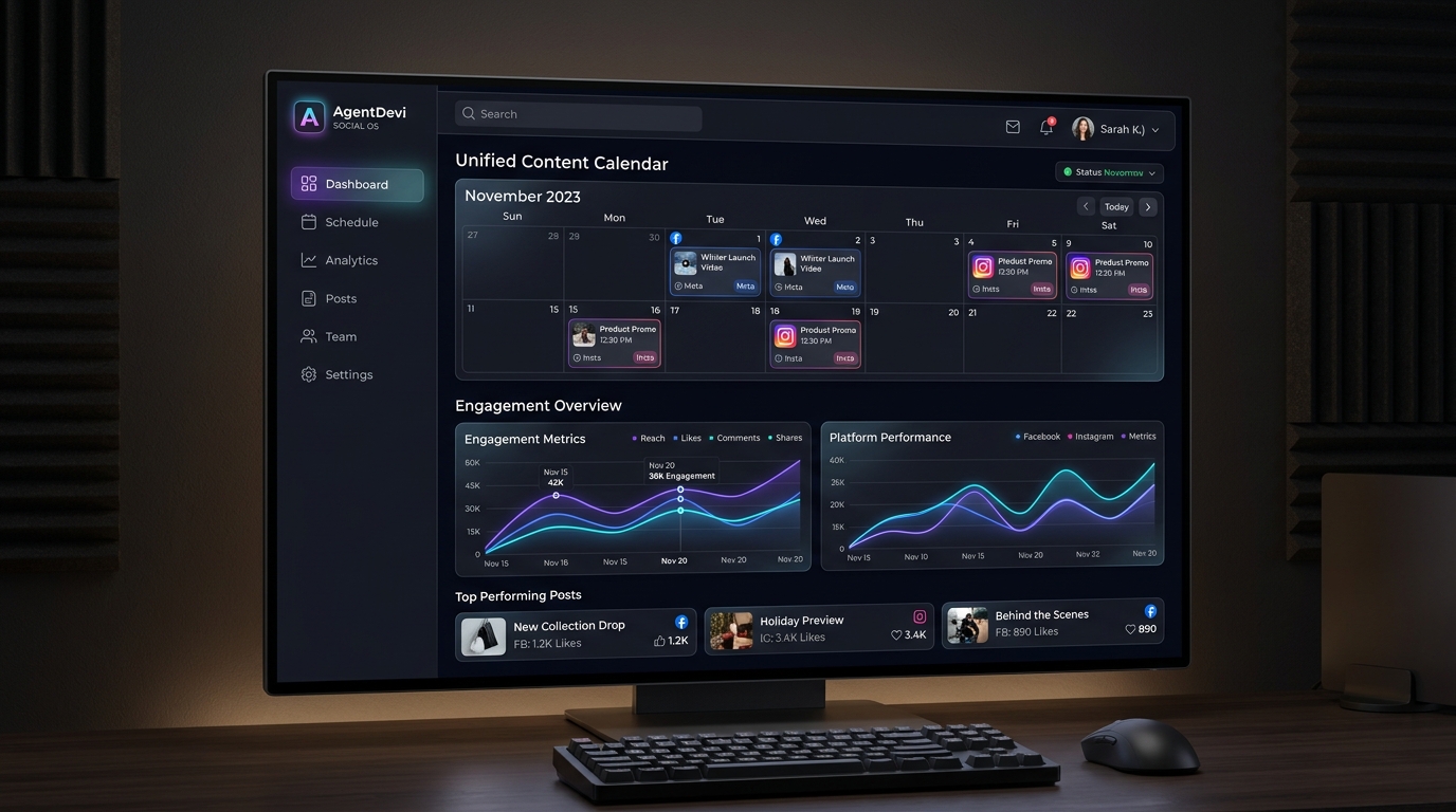 AgentDevi Social OS Dashboard Interface